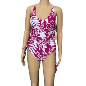 NWT Barbiecore Kona Sol Ladies  Pink and White Adjustable T-Back Swimsuit